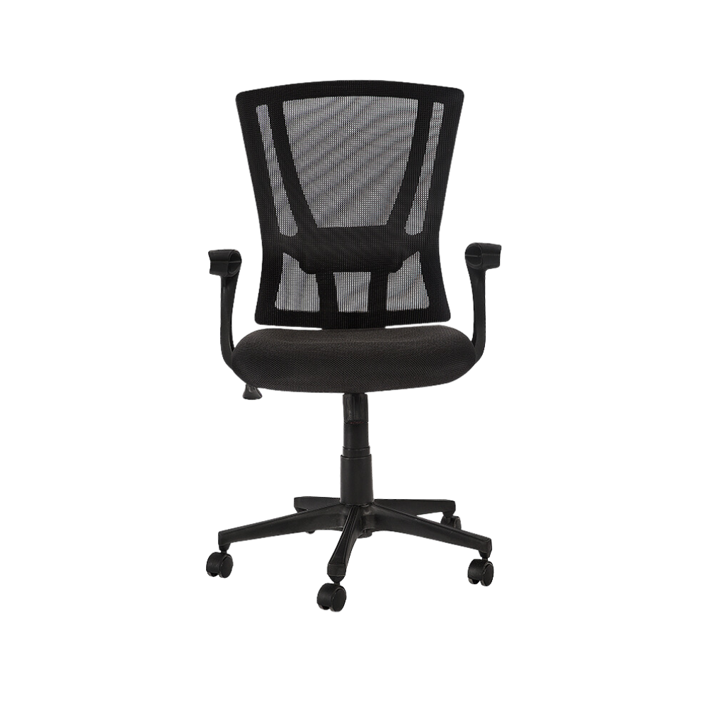 Silla operativa Respaldo en malla color negro y asiento tapizado en variedad de colores hule espuma de 5 cms. de espesor mecanismo ejecutivo de respaldo reclinable y regulador de tensión Aura Muebles modelo BREAK-S