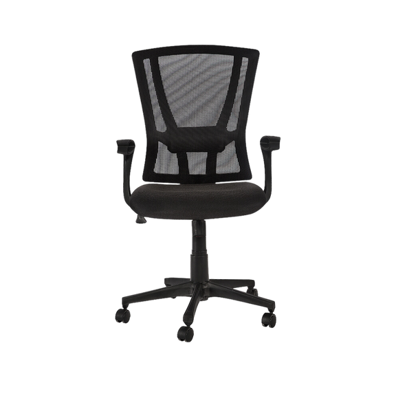 Silla operativa Respaldo en malla color negro y asiento tapizado en variedad de colores hule espuma de 5 cms. de espesor mecanismo ejecutivo de respaldo reclinable y regulador de tensión Aura Muebles modelo BREAK-S