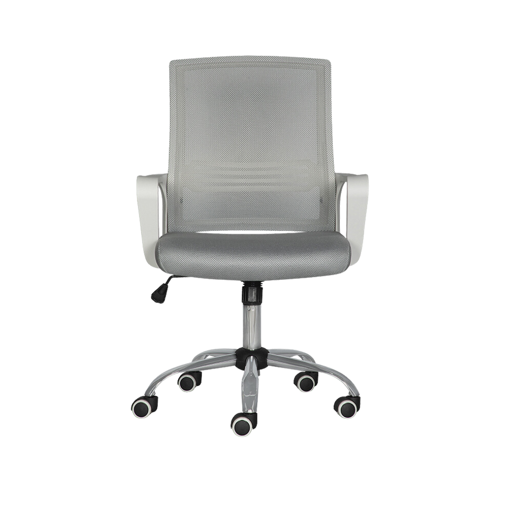 Silla operativa Respaldo de estructura en polipropileno color blanco, tapizada en malla color gris, asiento en aglomerado 16 mm. y aglutinado de 5 cms Aura Muebles modelo LK-17 BL