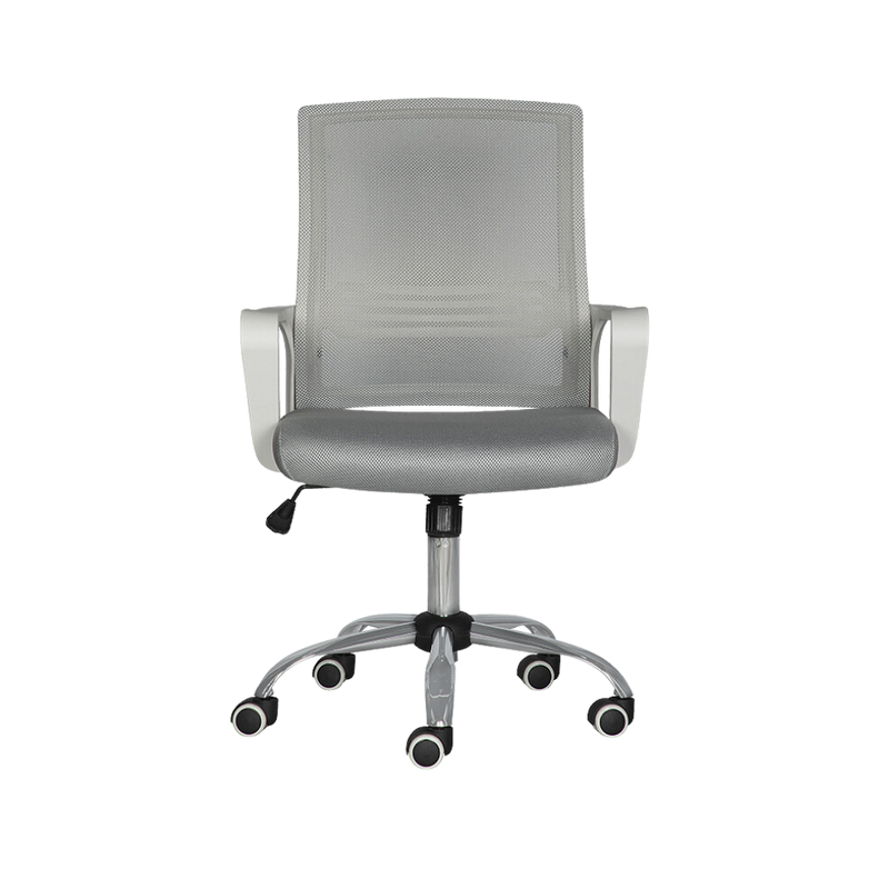 Silla operativa Respaldo de estructura en polipropileno color blanco, tapizada en malla color gris, asiento en aglomerado 16 mm. y aglutinado de 5 cms Aura Muebles modelo LK-17 BL