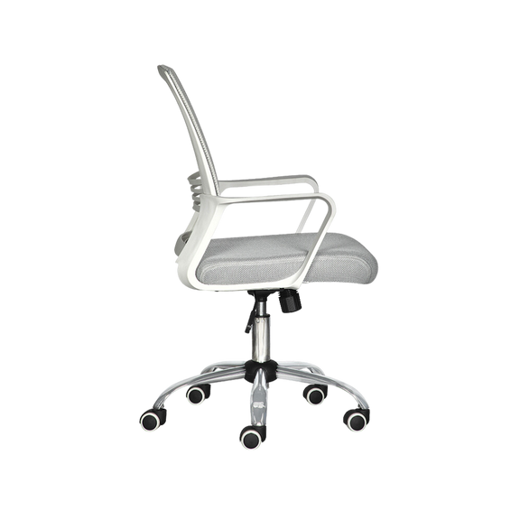 Silla operativa Respaldo de estructura en polipropileno color blanco, tapizada en malla color gris, asiento en aglomerado 16 mm. y aglutinado de 5 cms Aura Muebles modelo LK-17 BL