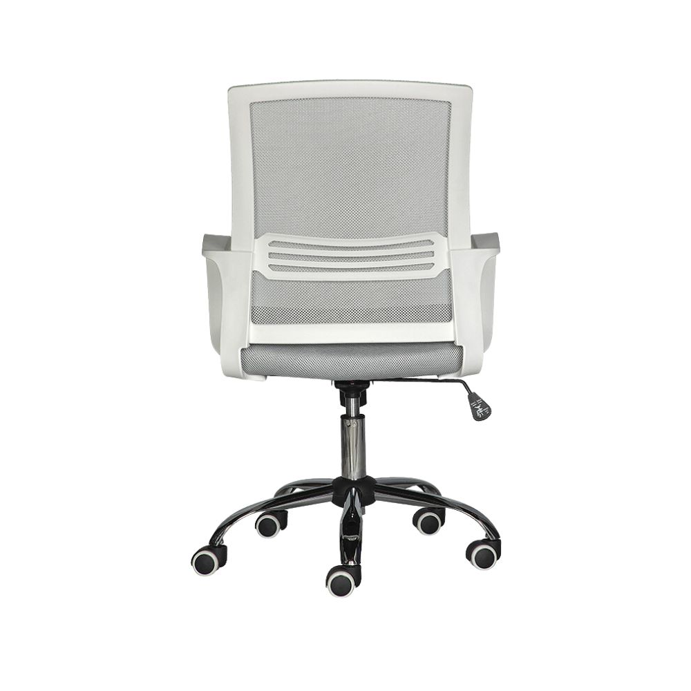 Silla operativa Respaldo de estructura en polipropileno color blanco, tapizada en malla color gris, asiento en aglomerado 16 mm. y aglutinado de 5 cms Aura Muebles modelo LK-17 BL