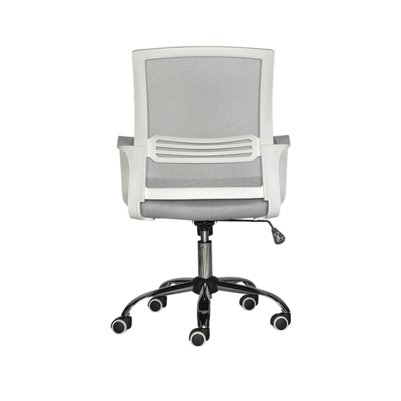 Silla operativa Respaldo de estructura en polipropileno color blanco, tapizada en malla color gris, asiento en aglomerado 16 mm. y aglutinado de 5 cms Aura Muebles modelo LK-17 BL