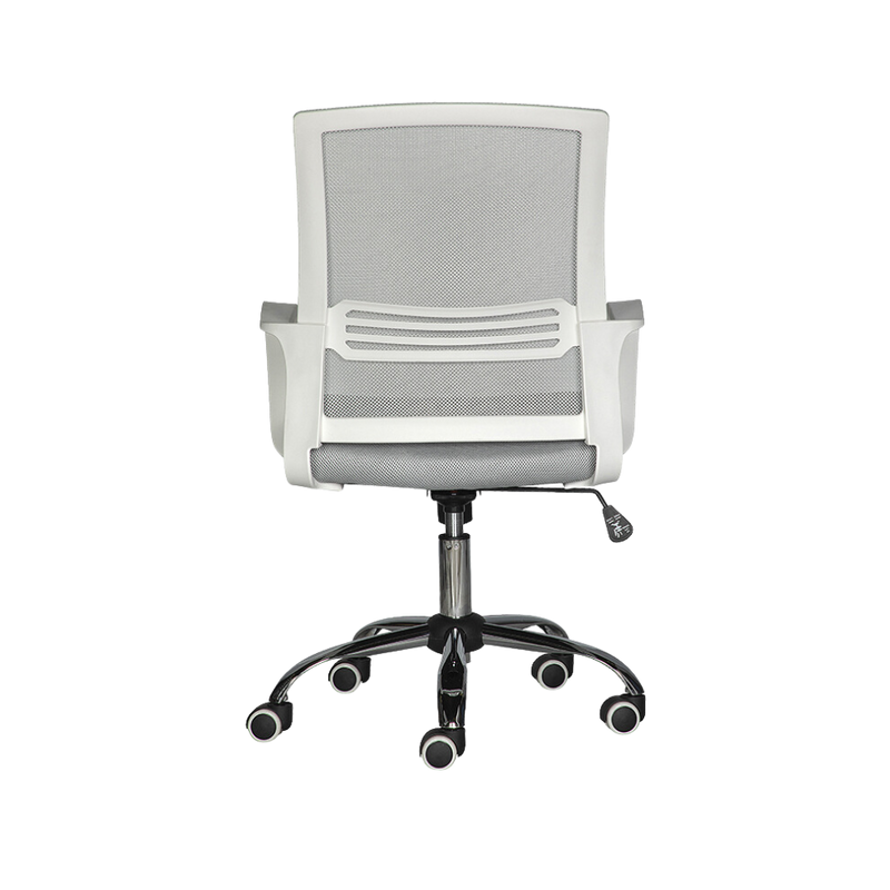 Silla operativa Respaldo de estructura en polipropileno color blanco, tapizada en malla color gris, asiento en aglomerado 16 mm. y aglutinado de 5 cms Aura Muebles modelo LK-17 BL