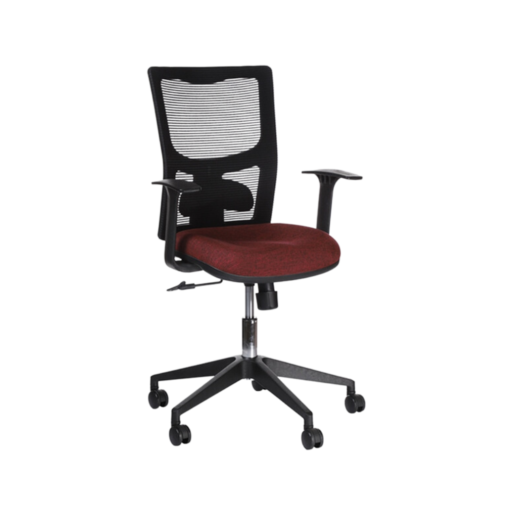 Silla operativa color Negro con asiento tinto Aura Muebles modelo LYRA