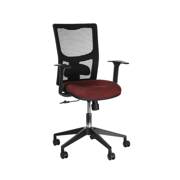 Silla operativa color Negro con asiento tinto Aura Muebles modelo LYRA