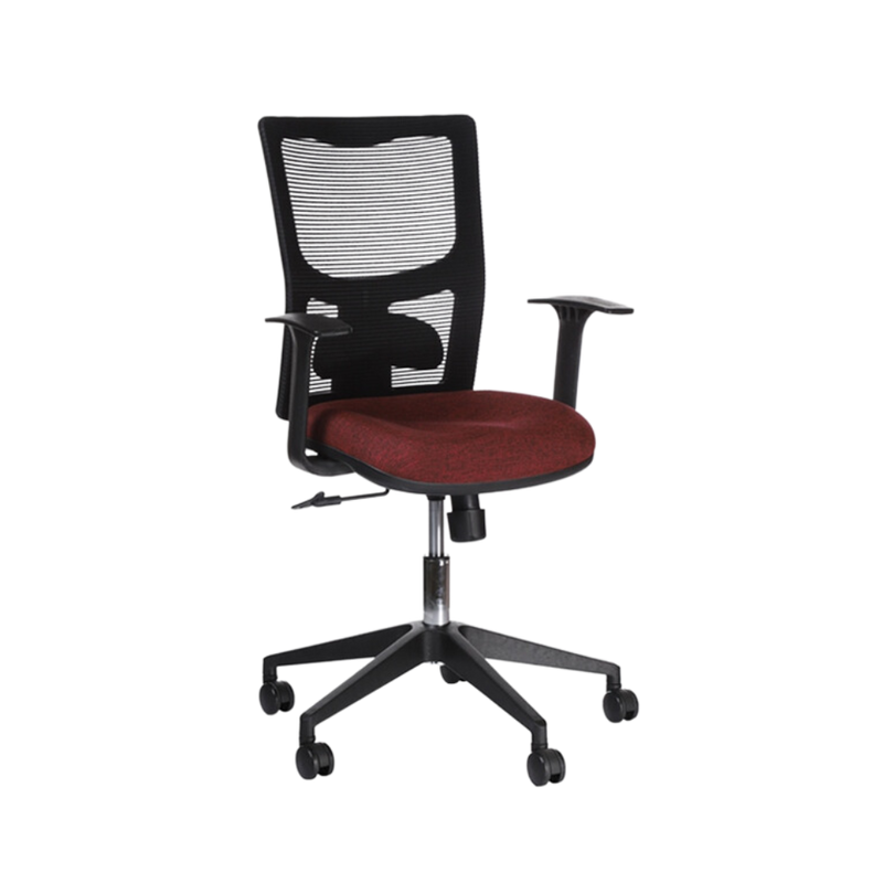 Silla operativa color Negro con asiento tinto Aura Muebles modelo LYRA