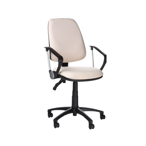 Silla Operativa color Blanco con negro con brazos METEORO A Aura Muebles modelo APMET