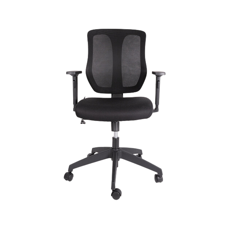 Silla Operativa color Negro con brazos Respaldo En malla de diseño ergonómico Aura Muebles modelo OHE-55