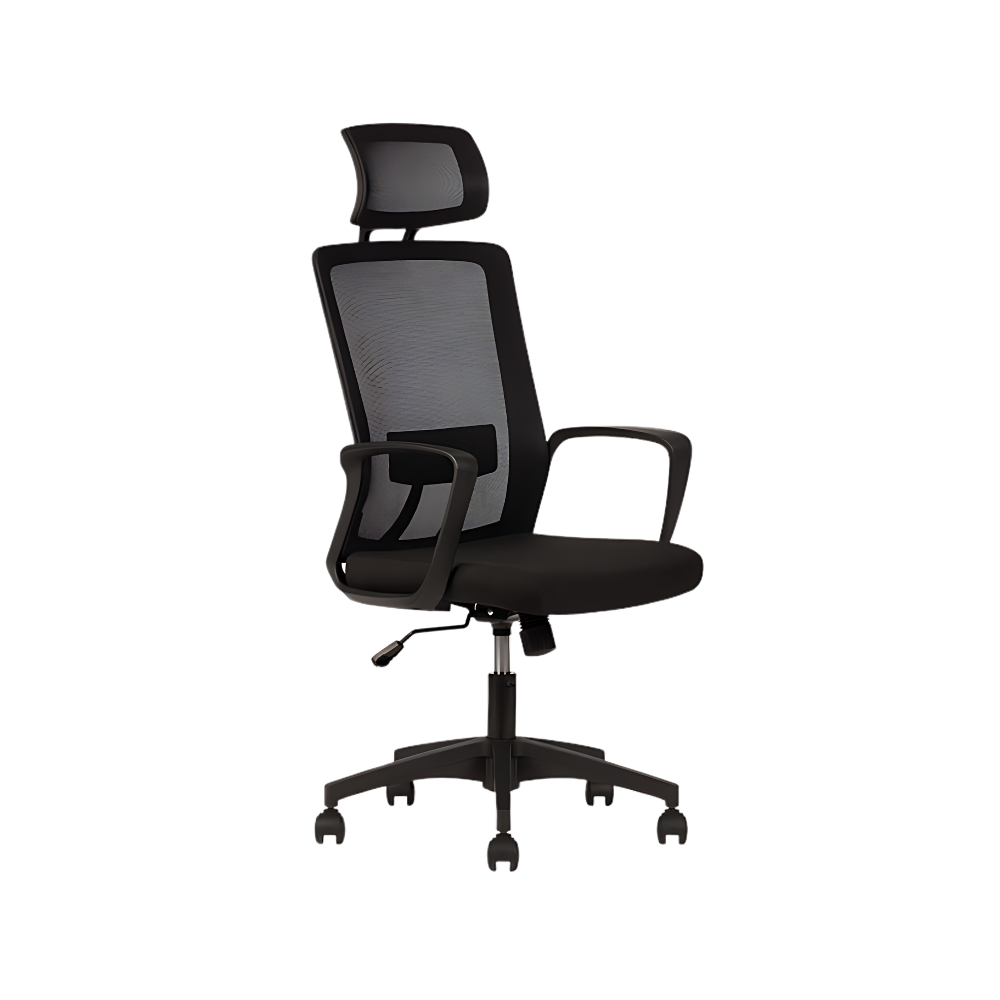 Silla operativa Play respaldo alto con ergonomía y confort con soporte lumbar. Ideal para largas jornadas en oficinas modernas y profesionales en Aura Muebles.