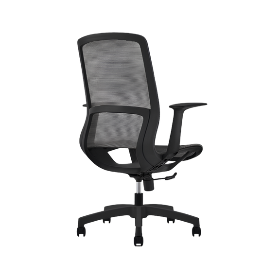 Silla Operativa modelo Sonic con respaldo de malla, mecanismo reclinable y diseño ergonómico. Disponible en negro y gris. Ideal para oficinas modernas.