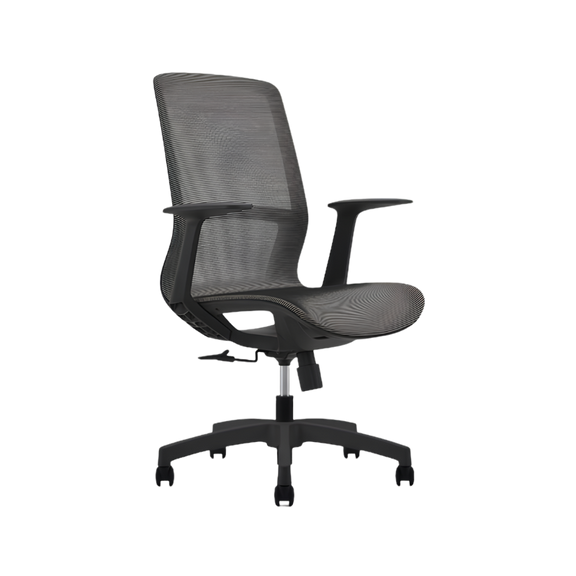 Silla Operativa modelo Sonic con respaldo de malla, mecanismo reclinable y diseño ergonómico. Disponible en negro y gris. Ideal para oficinas modernas.