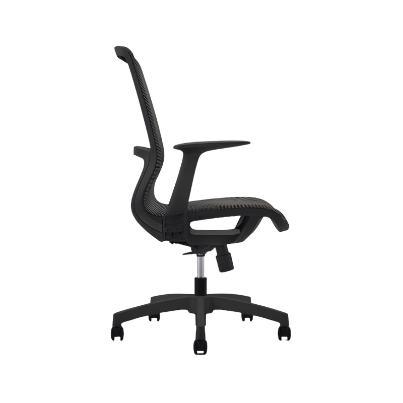 Silla Operativa modelo Sonic con respaldo de malla, mecanismo reclinable y diseño ergonómico. Disponible en negro y gris. Ideal para oficinas modernas.