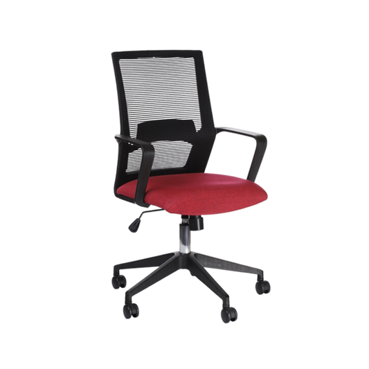 Silla operativa color Negro con asiento color Rojo Aura Muebles modelo SONIK-B