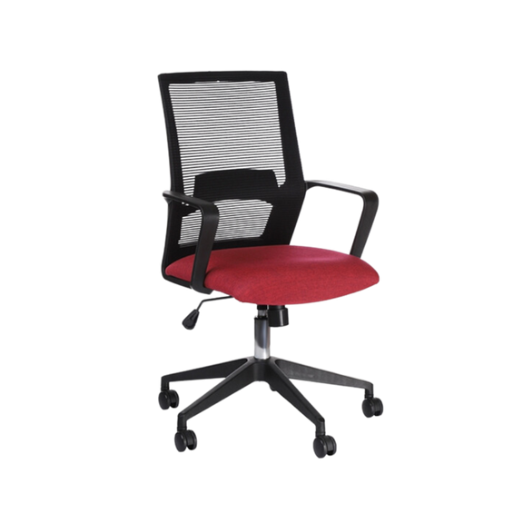 Silla operativa color Negro con asiento color Rojo Aura Muebles modelo SONIK-B