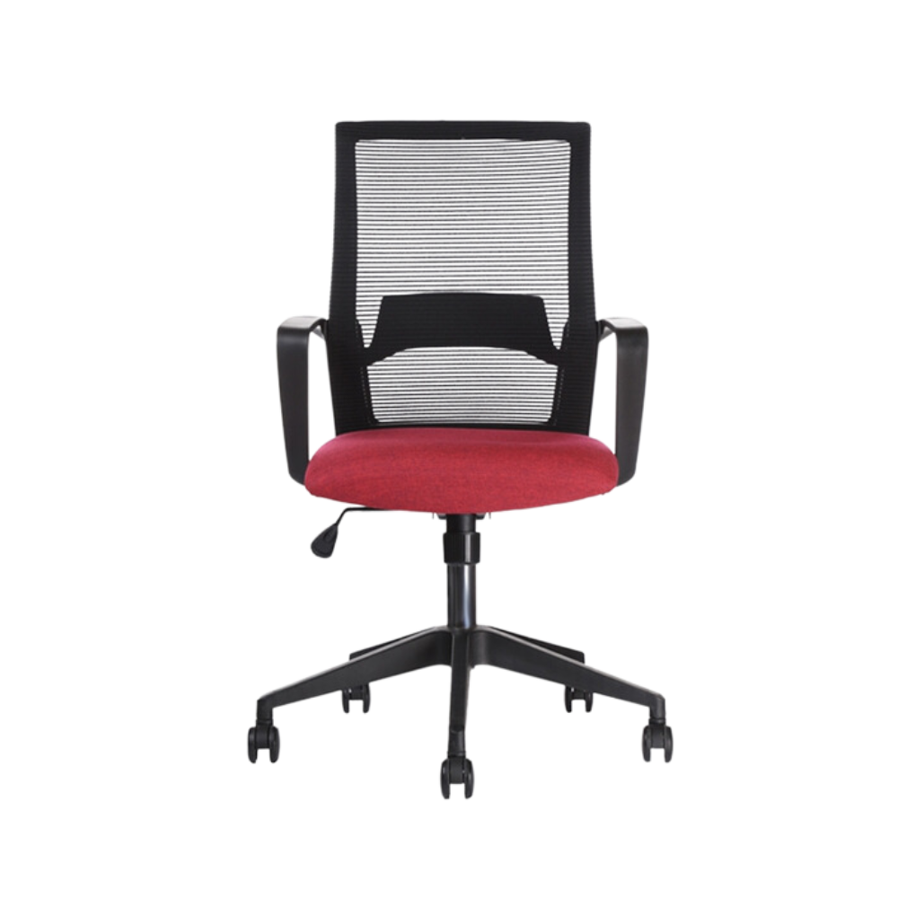 Silla operativa color Negro con asiento color Rojo Aura Muebles modelo SONIK-B