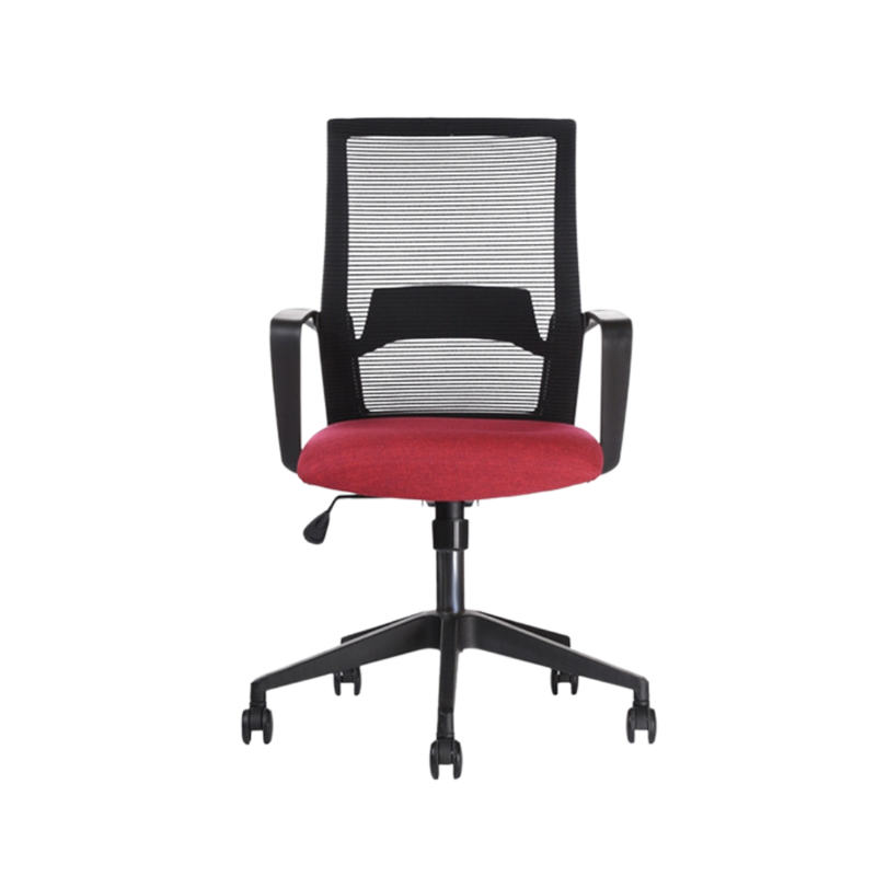 Silla operativa color Negro con asiento color Rojo Aura Muebles modelo SONIK-B