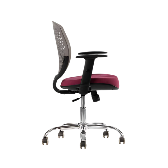 Silla Operativa ZOOM de Aura Muebles Base Cromada es una Silla ergonómica con soporte lumbar y base cromada. Diseño moderno y cómodo perfecto para oficina.