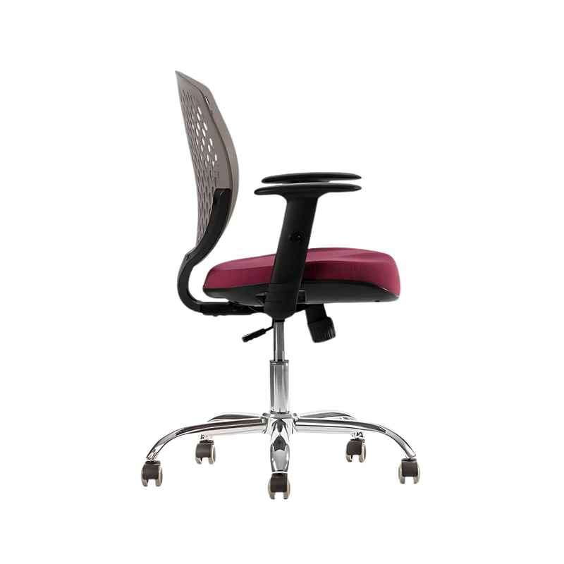 Silla Operativa ZOOM de Aura Muebles Base Cromada es una Silla ergonómica con soporte lumbar y base cromada. Diseño moderno y cómodo perfecto para oficina.