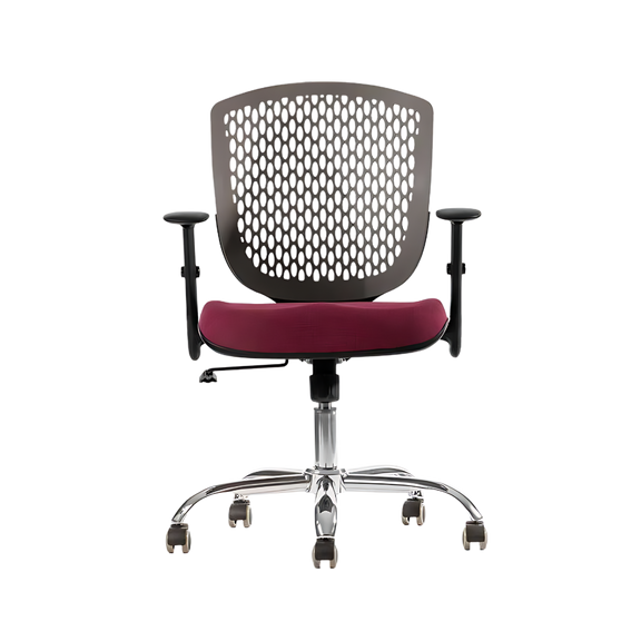 Silla Operativa ZOOM de Aura Muebles Base Cromada es una Silla ergonómica con soporte lumbar y base cromada. Diseño moderno y cómodo perfecto para oficina.