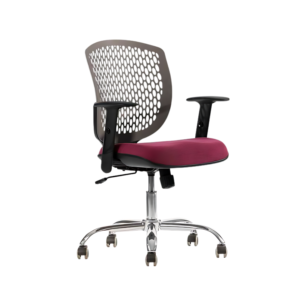 Silla Operativa ZOOM de Aura Muebles Base Cromada es una Silla ergonómica con soporte lumbar y base cromada. Diseño moderno y cómodo perfecto para oficina.