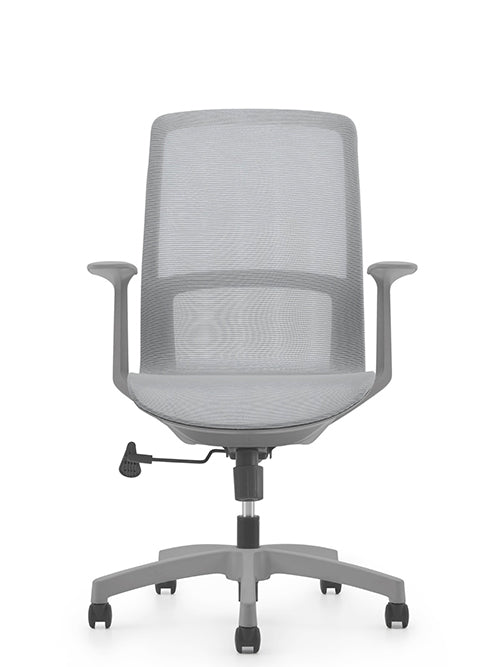 Vista frontal de la silla operativa Sonic en color gris claro