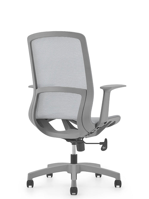 Vista trasera del modelo Sonic en gris con respaldo de malla clara