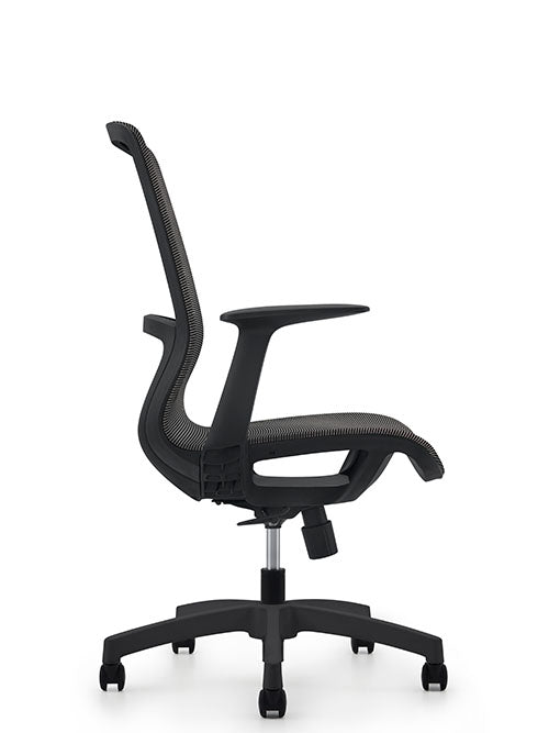 Vista lateral completa de la silla operativa Sonic resaltando su estructura ergonómica