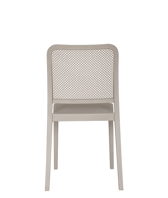 Vista trasera de la silla para exterior AR-401A sin brazos.