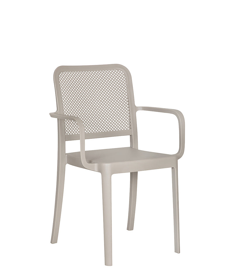 silla para exterior AR-401B ángulo tres cuartos mostrando brazos y respaldo