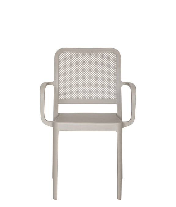 silla para exterior con brazos modelo AR-401B vista frontal color arena