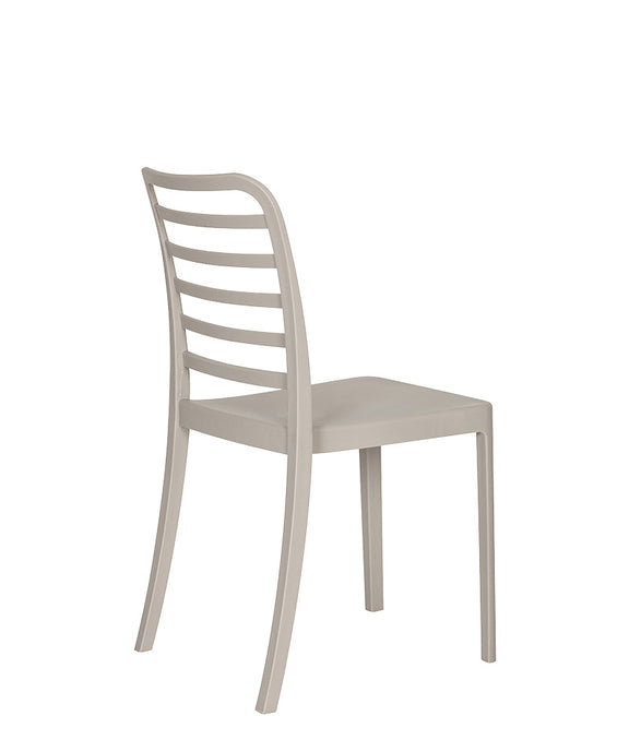 Vista trasera de la silla para exterior sin brazos modelo AR-402A en color arena