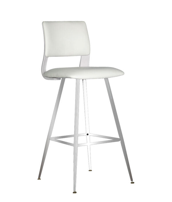 Silla para oficina modelo AD-620 CR tapizada en blanco con estructura metálica alta.