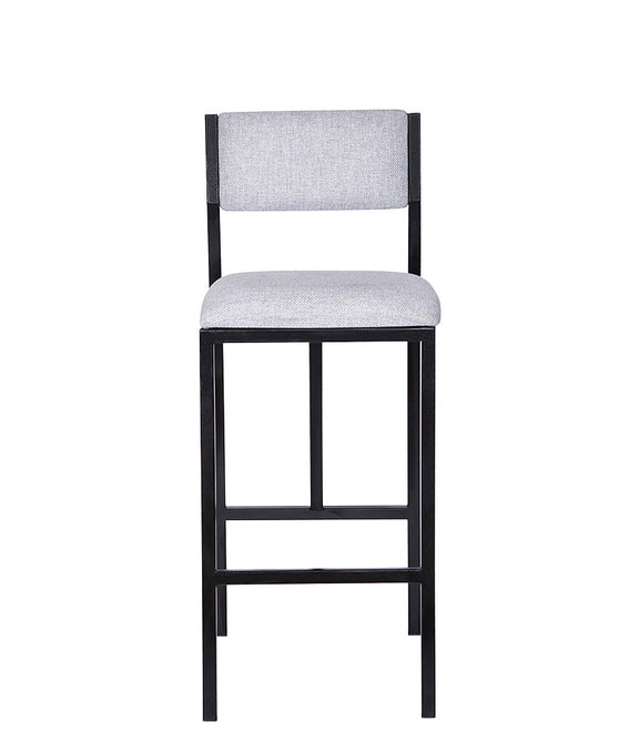 Silla para restaurante modelo AR-175 vista frontal con tapizado gris claro.