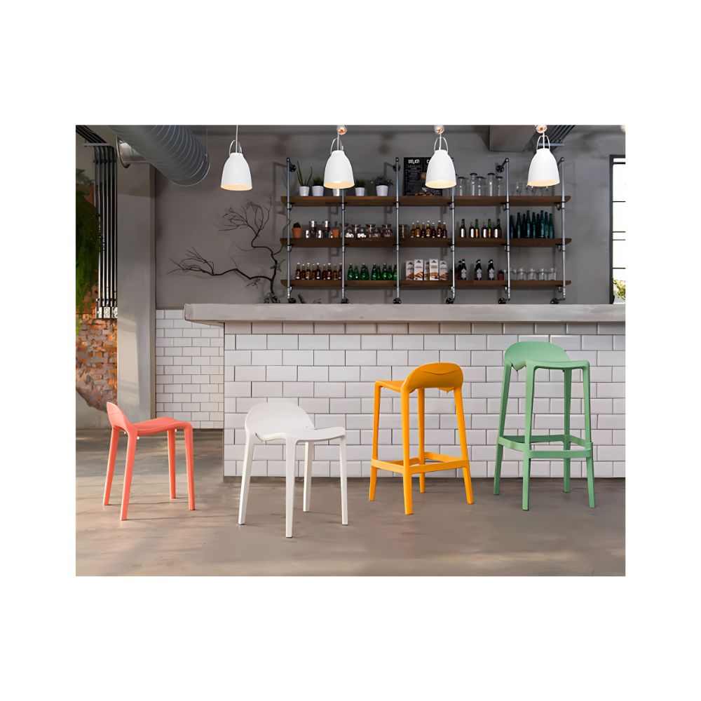 Silla para restaurante JOYOUS Patas asiento y respaldo de dos piezas en polipropileno de alta resistencia y duración para la intemperie resistente a los rayos ultravioleta (UV) Aura Muebles modelo OHV-82