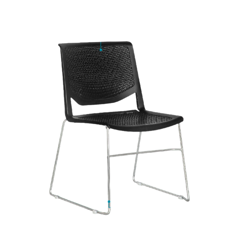 Silla para restaurante Respaldo y asiento En polipropileno de una sola pieza en colores blanco gris negro y verde con protección UV Aura Muebles modelo A-630