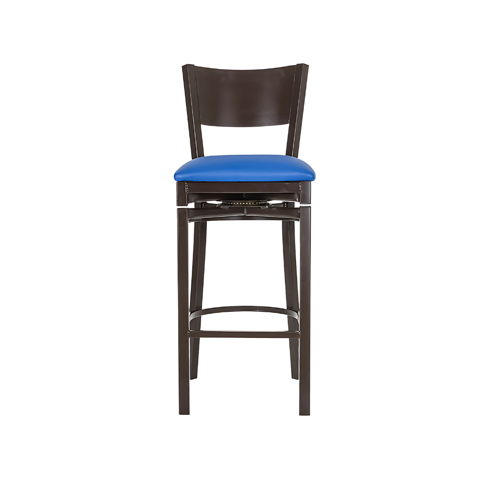 Silla para restaurante Estructura de tubo cuadrado en patas y respaldo de 1¼" cal. 18 tubo cuadrado en asiento descansa pies y refuerzo de 3/4" cal. 18 Aura Muebles modelo AR-185G