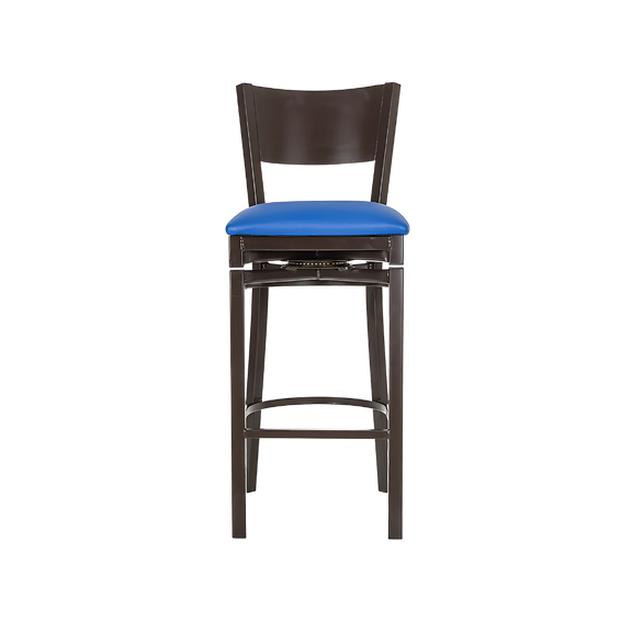 Silla para restaurante Estructura de tubo cuadrado en patas y respaldo de 1¼" cal. 18 tubo cuadrado en asiento descansa pies y refuerzo de 3/4" cal. 18 Aura Muebles modelo AR-185G