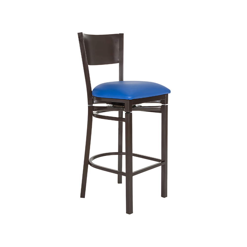 Silla para restaurante Estructura de tubo cuadrado en patas y respaldo de 1¼" cal. 18 tubo cuadrado en asiento descansa pies y refuerzo de 3/4" cal. 18 Aura Muebles modelo AR-185G