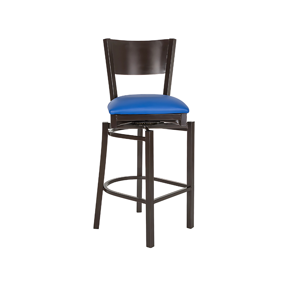 Silla para restaurante Estructura de tubo cuadrado en patas y respaldo de 1¼" cal. 18 tubo cuadrado en asiento descansa pies y refuerzo de 3/4" cal. 18 Aura Muebles modelo AR-185G