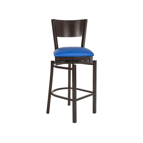 Silla para restaurante Estructura de tubo cuadrado en patas y respaldo de 1¼" cal. 18 tubo cuadrado en asiento descansa pies y refuerzo de 3/4" cal. 18 Aura Muebles modelo AR-185G