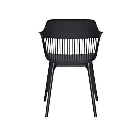 Silla para restaurante con respaldo y asiento En polipropileno  color negro con protección UV Estructura En plástico Aura Muebles modelo AR-2000