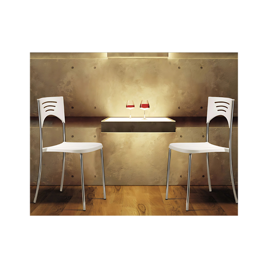 Silla para restaurante con asiento En polipropileno de alta resistencia y duración acojinado con hule espuma laminada flexible con 22 kgs /m3 de densidad y alta resilencia BREAK Aura Muebles modelo OHV-50