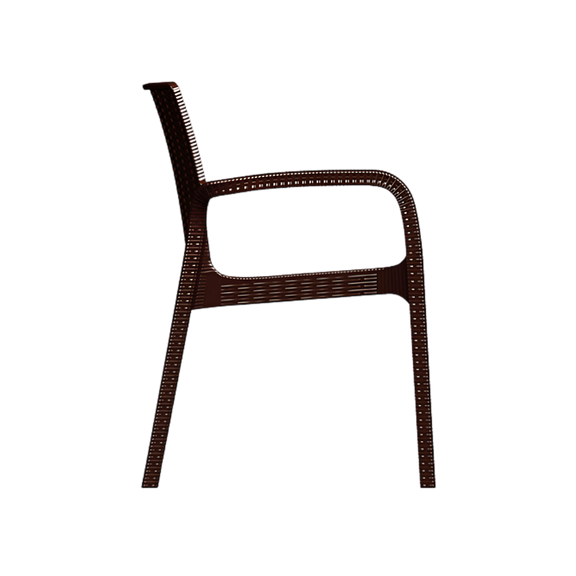 Silla para restaurante KOPPLA Respaldo asiento y patas terminado en imitación mimbre de una sola pieza en polipropileno de alta resistencia y duración para intemperie resistente a los rayos ultravioleta (UV) Aura Muebles OHV-93