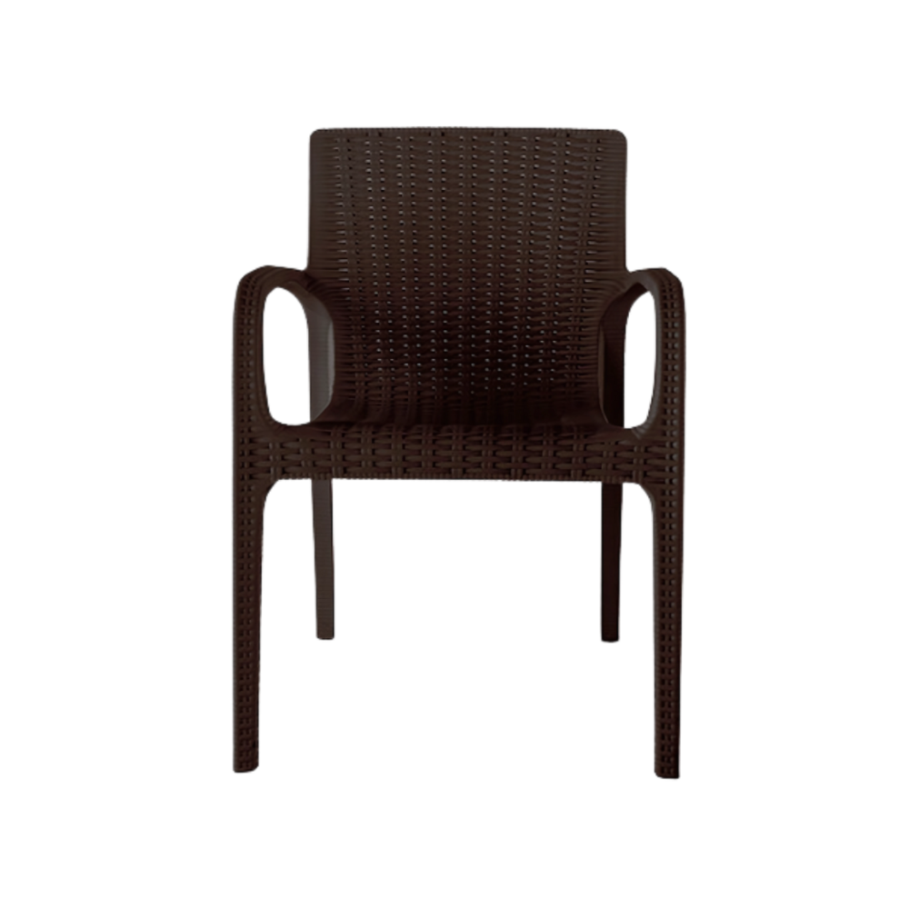 Silla para restaurante KOPPLA Respaldo asiento y patas terminado en imitación mimbre de una sola pieza en polipropileno de alta resistencia y duración para intemperie resistente a los rayos ultravioleta (UV) Aura Muebles OHV-93