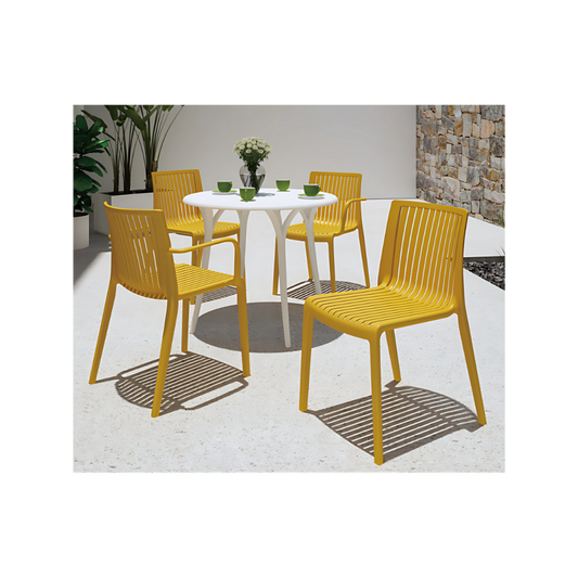 Silla para restaurante MILOS  una sola pieza en polipropileno de alta resistencia y duración para la intemperie, resistente a los rayos ultravioleta (UV) Aura Muebles modelo OHV-7203B