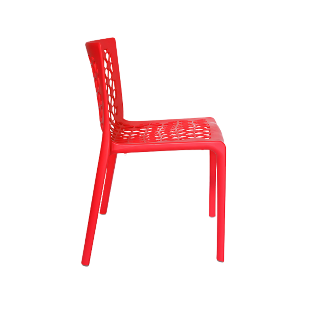 Silla para restaurante con patas asiento y respaldo de una sola pieza en polipropileno de alta resistencia y duración para la intemperie resistente a los rayos ultravioleta (UV) y al ambiente salino Aura Muebles modelo OHV-74