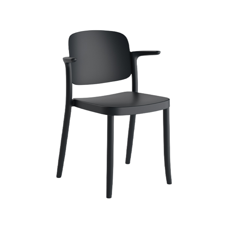 Silla Piazza 2 con brazos apilable de diseño retro
