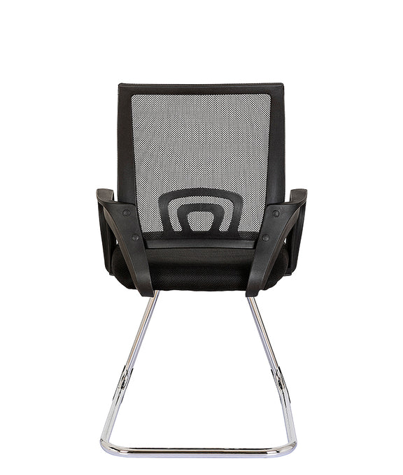 Vista trasera de la silla secretarial negra modelo LK-16 NE con respaldo de malla