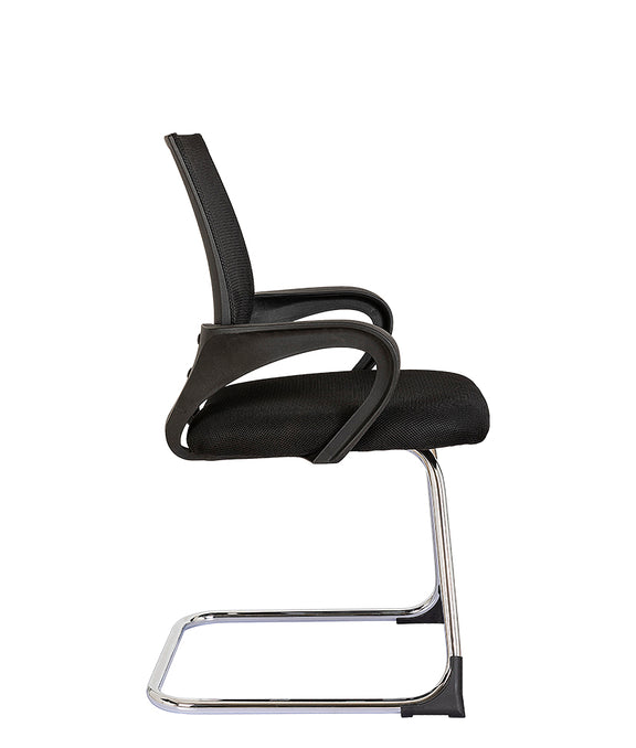 Silla secretarial LK-16 NE con base trineo cromada vista lateral